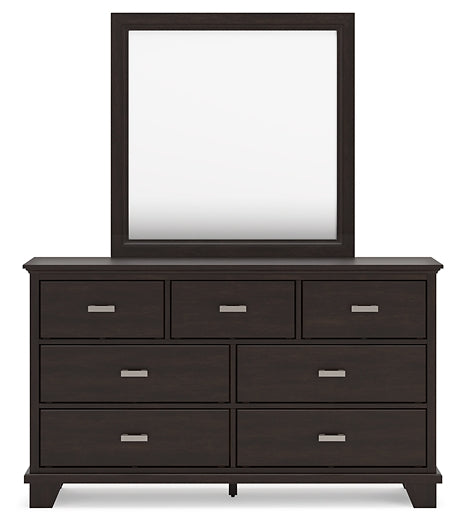 Covetown Full Panel Bed with Mirrored Dresser and Nightstand