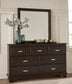 Covetown Full Panel Bed with Mirrored Dresser, Chest and 2 Nightstands