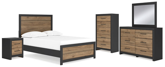 Vertani Full Panel Bed with Mirrored Dresser, Chest and Nightstand