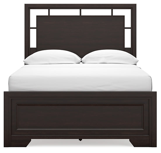 Covetown Full Panel Bed with Mirrored Dresser and 2 Nightstands