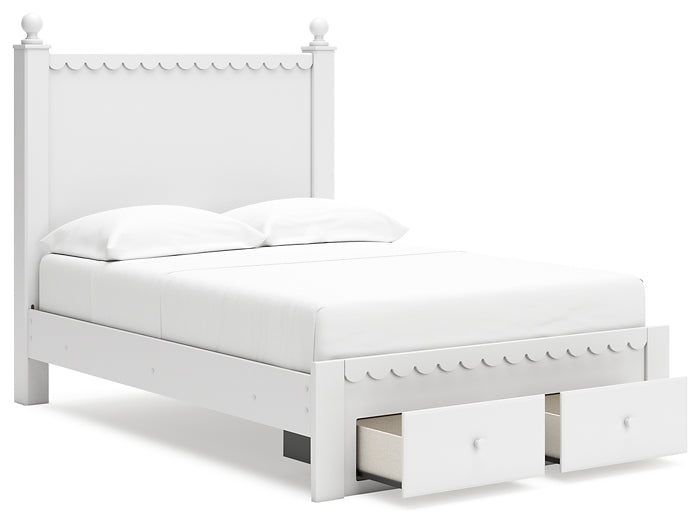 Mollviney Full Panel Storage Bed with Mirrored Dresser and 2 Nightstands