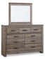 Zelen Full Panel Bed with Mirrored Dresser