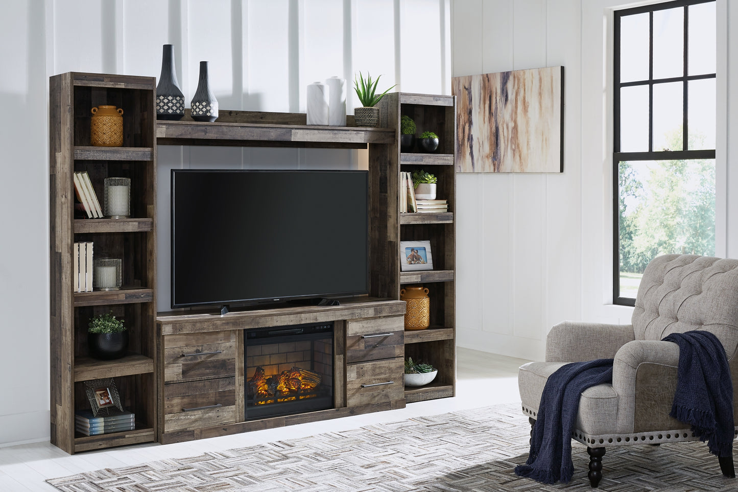 Ashley Express - Derekson 4-Piece Entertainment Center with Electric Fireplace