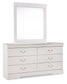 Anarasia Full Sleigh Headboard with Mirrored Dresser, Chest and Nightstand