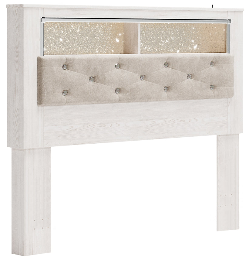 Altyra Queen Bookcase Headboard with Mirrored Dresser