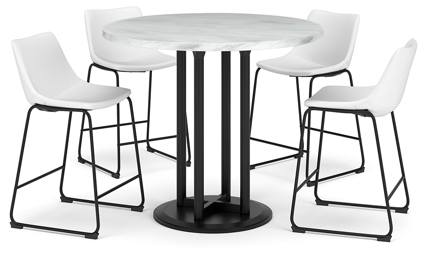 Ashley Express Centiar Counter Height Dining Table and 4 Barstools