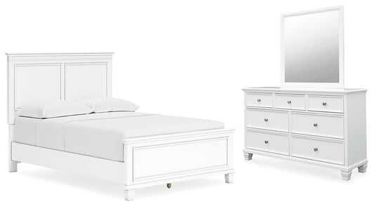 Fortman Full Panel Bed with Mirrored Dresser