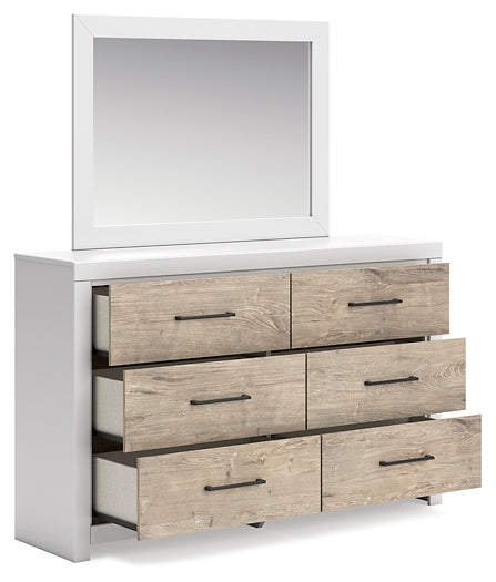 Charbitt Twin Panel Bed with Mirrored Dresser, Chest and 2 Nightstands